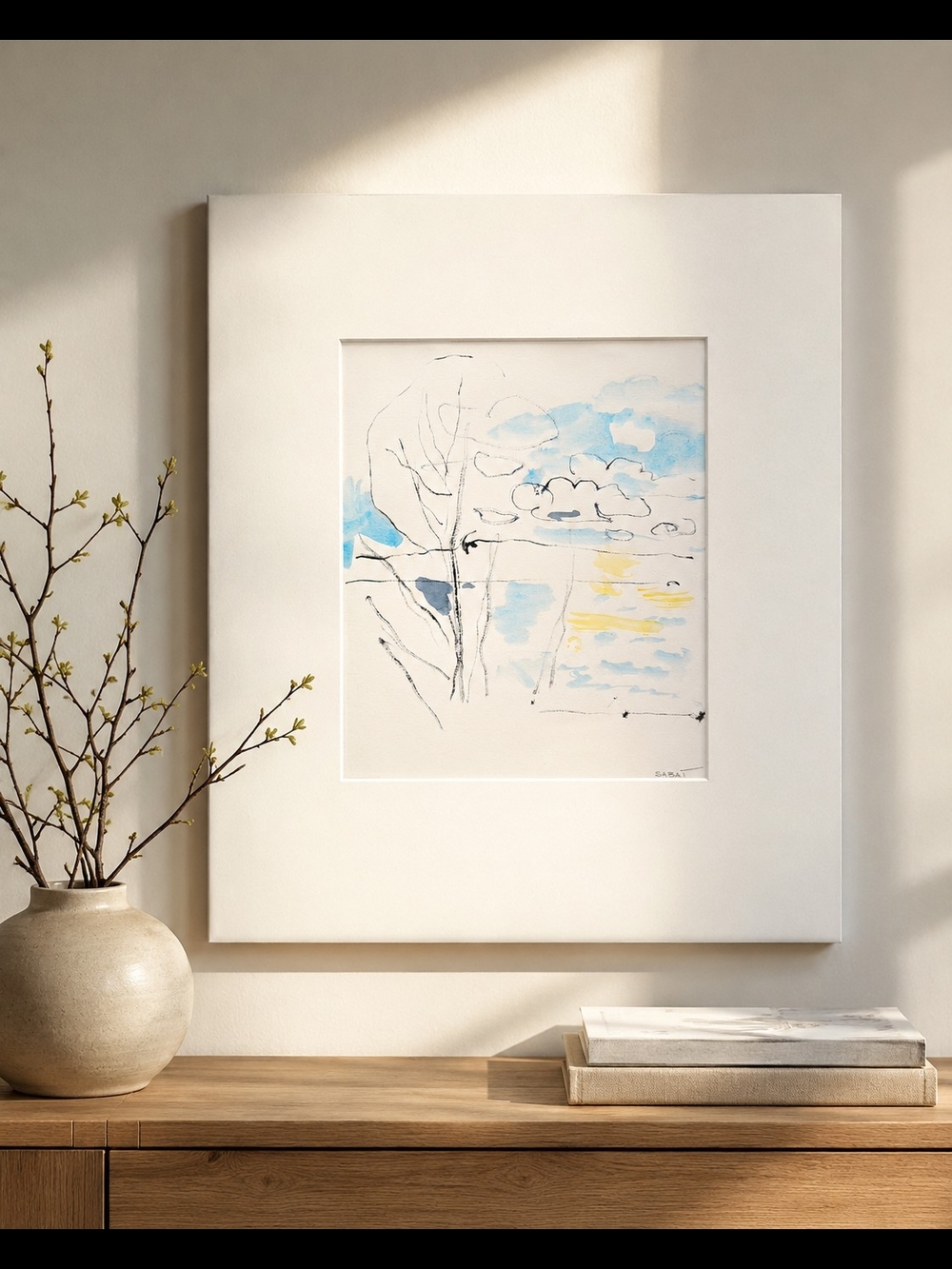 Peter Sabat Original Watercolor Skies Over St. John River Canadian Art